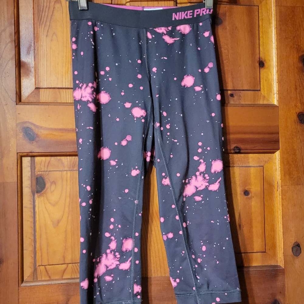 Nike Pro Fitted Dri Fit workout leggings. Pink & black